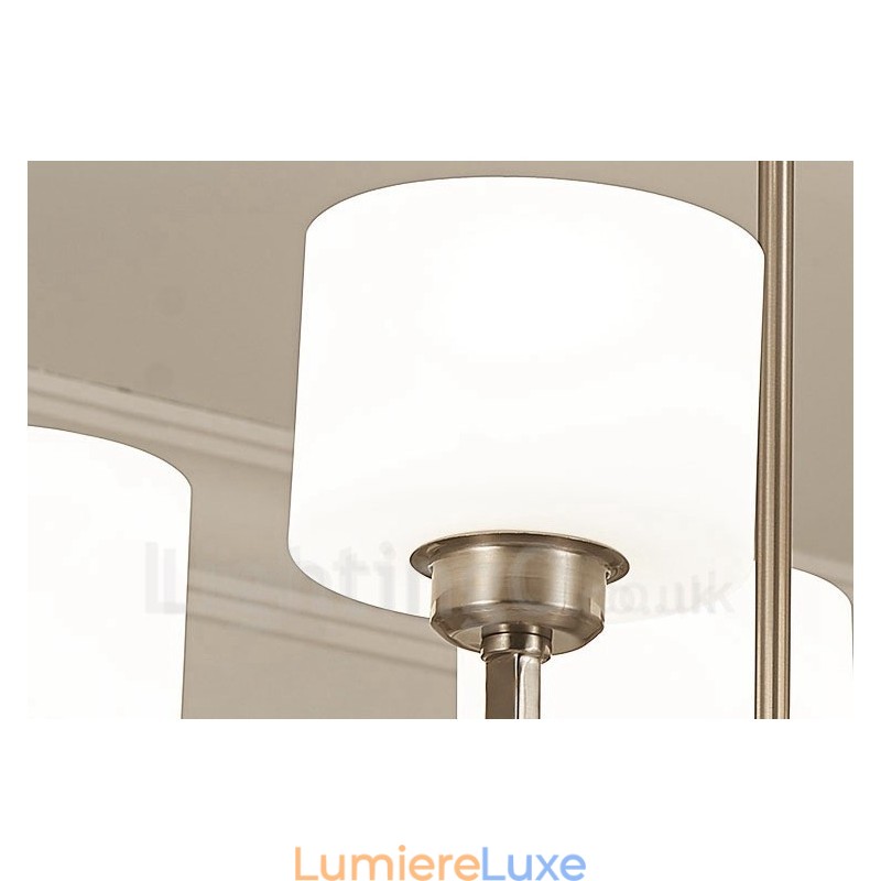 Lustre d'intérieur moderne à 6 lampes, design chromé, avec abat-jour en verre