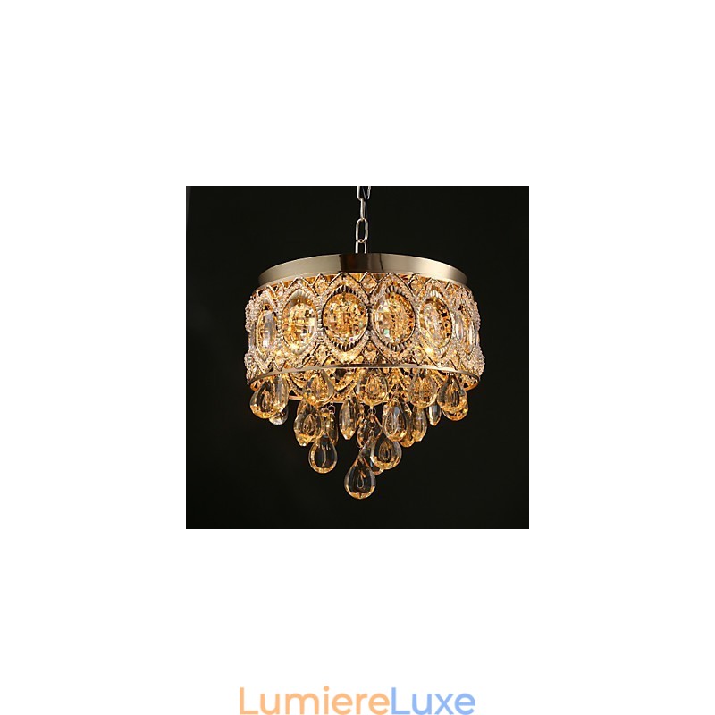 Lustre romantique en cristal champagne doré