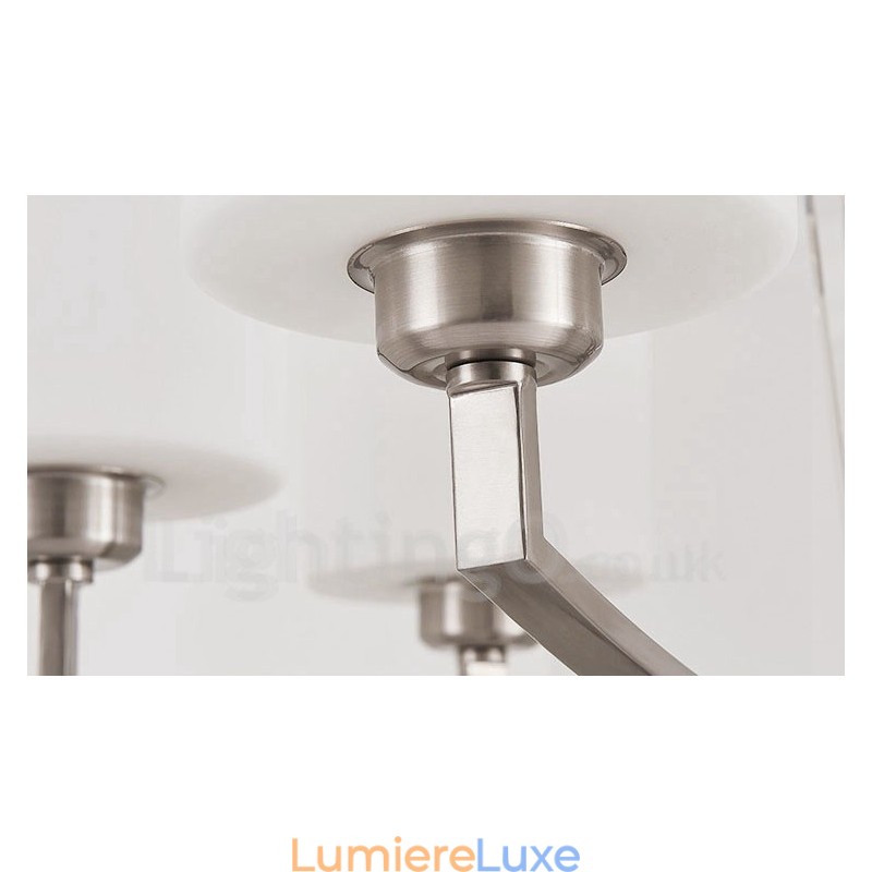 Lustre d'intérieur moderne à 6 lampes, design chromé, avec abat-jour en verre