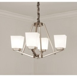 Suspension chromée à 4 lumières, lustre moderne d'intérieur, luminaires suspendus pour la maison, avec abat-jour en verre