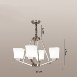 Suspension chromée à 4 lumières, lustre moderne d'intérieur, luminaires suspendus pour la maison, avec abat-jour en verre