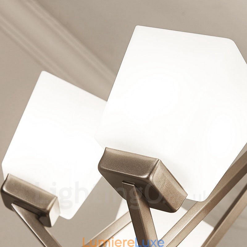 Suspension chromée à 4 lumières, lustre moderne d'intérieur, luminaires suspendus pour la maison, avec abat-jour en verre