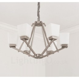 Suspension chromée à 6 lumières, lustre moderne d'intérieur, luminaires suspendus pour la maison, avec abat-jour en verre