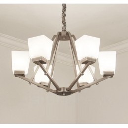 Suspension chromée à 6 lumières, lustre moderne d'intérieur, luminaires suspendus pour la maison, avec abat-jour en verre