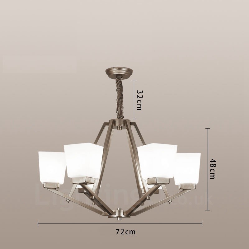 Suspension chromée à 6 lumières, lustre moderne d'intérieur, luminaires suspendus pour la maison, avec abat-jour en verre