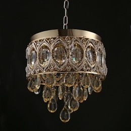 Lustre romantique en cristal champagne doré
