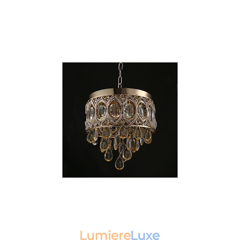 Lustre romantique en cristal champagne doré