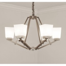 Suspension chromée à 6 lumières, lustre moderne d'intérieur, luminaires suspendus pour la maison, avec abat-jour en verre
