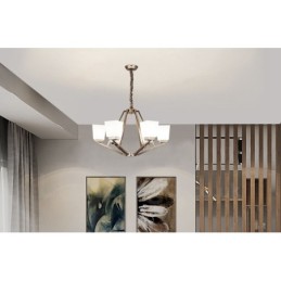 Suspension chromée à 6 lumières, lustre moderne d'intérieur, luminaires suspendus pour la maison, avec abat-jour en verre