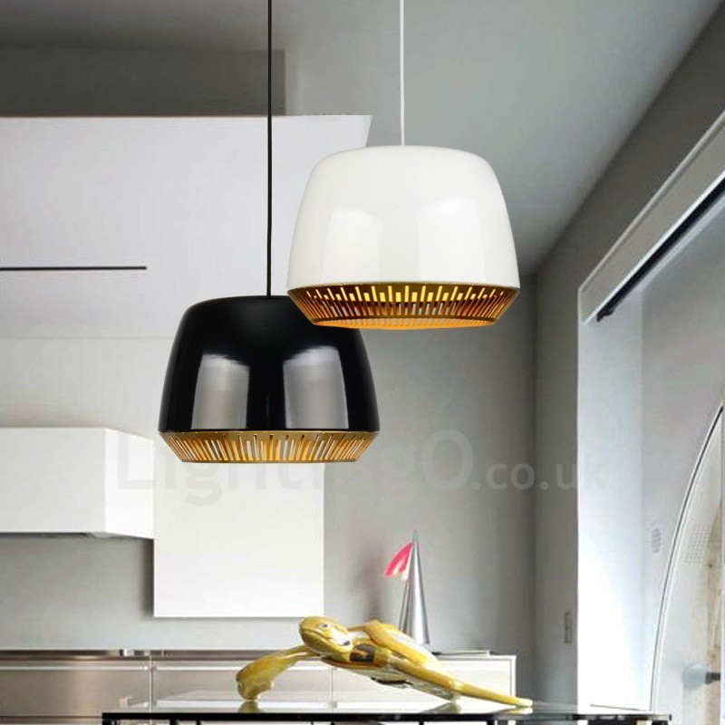 Suspension contemporaine moderne à 1 lumière avec abat-jour noir, blanc, rouge et bleu