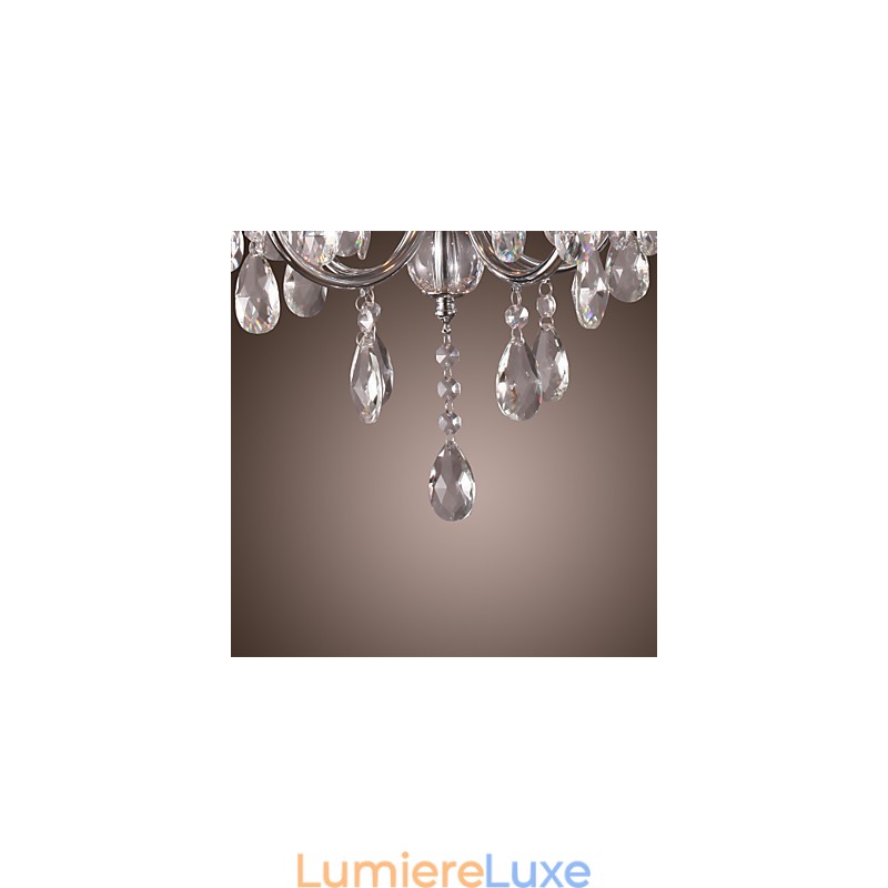 Lustre traditionnel classique en cristal et métal chromé