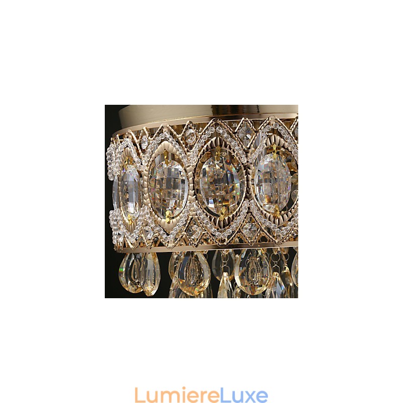 Lustre romantique en cristal champagne doré