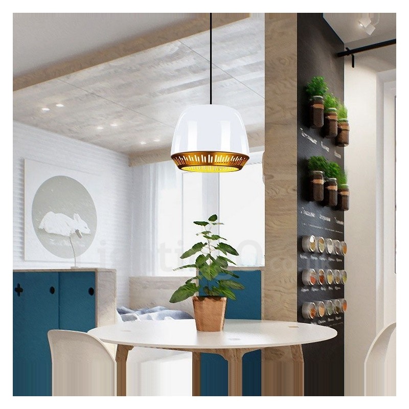Suspension contemporaine moderne à 1 lumière avec abat-jour noir, blanc, rouge et bleu