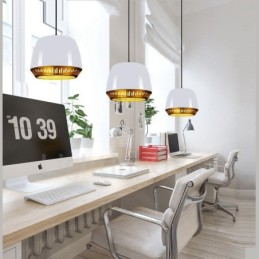 Suspension contemporaine moderne à 1 lumière avec abat-jour noir, blanc, rouge et bleu