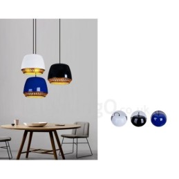 Suspension contemporaine moderne à 1 lumière avec abat-jour noir, blanc, rouge et bleu