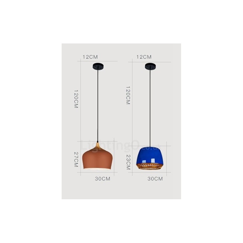 Suspension contemporaine moderne à 1 lumière avec abat-jour noir, blanc, rouge et bleu