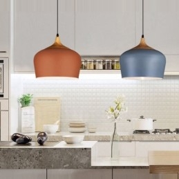 Lampe suspendue contemporaine moderne à 1 lumière avec abat-jour blanc rouge bleu