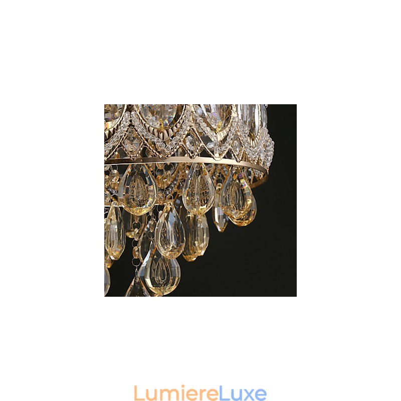 Lustre romantique en cristal champagne doré