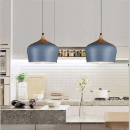 Lampe suspendue contemporaine moderne à 1 lumière avec abat-jour blanc rouge bleu