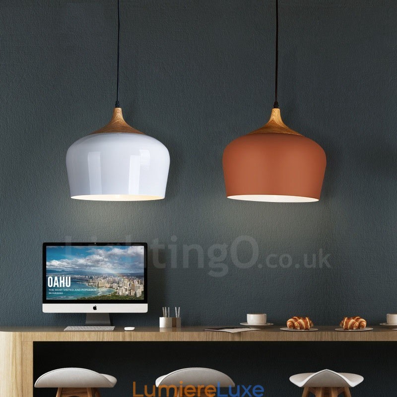 Lampe suspendue contemporaine moderne à 1 lumière avec abat-jour blanc rouge bleu