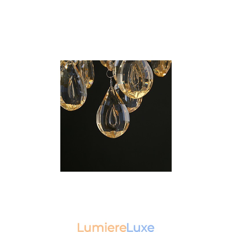 Lustre romantique en cristal champagne doré