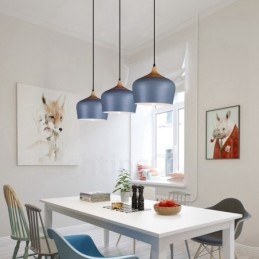 Lampe suspendue contemporaine moderne à 1 lumière avec abat-jour blanc rouge bleu