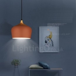 Lampe suspendue contemporaine moderne à 1 lumière avec abat-jour blanc rouge bleu