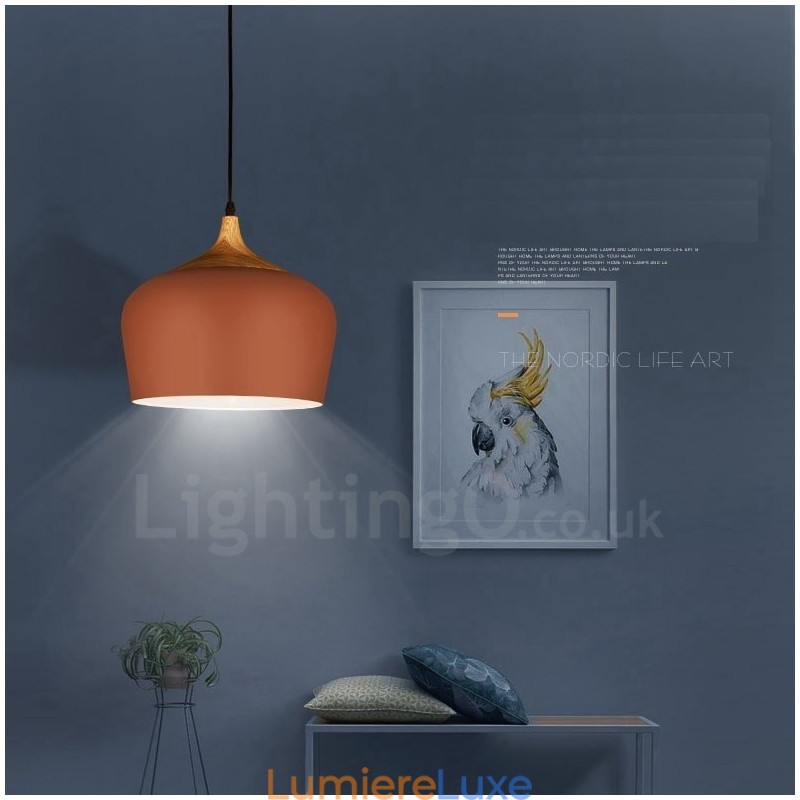 Lampe suspendue contemporaine moderne à 1 lumière avec abat-jour blanc rouge bleu
