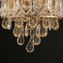 Lustre romantique en cristal champagne doré
