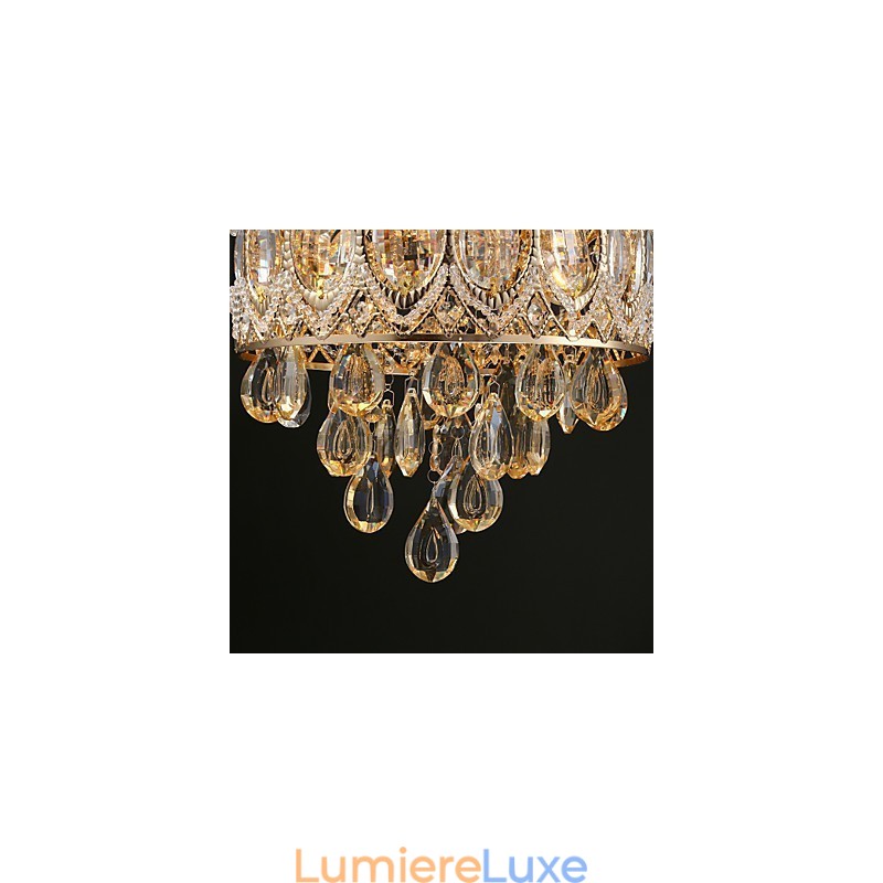 Lustre romantique en cristal champagne doré