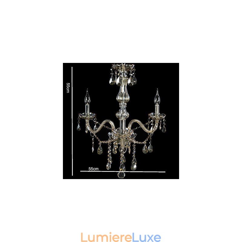 Lustre en cristal de luxe à 3 lumières, couleur cognac, lustre en cristal K9