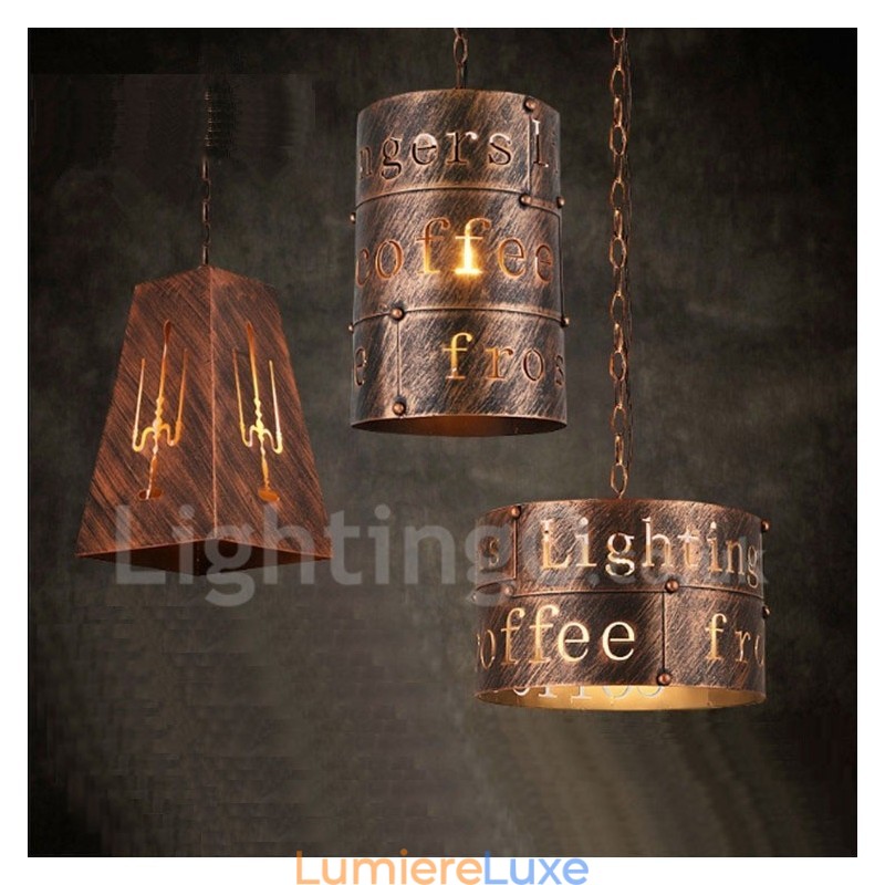 1 lampe suspendue rétro vintage style café