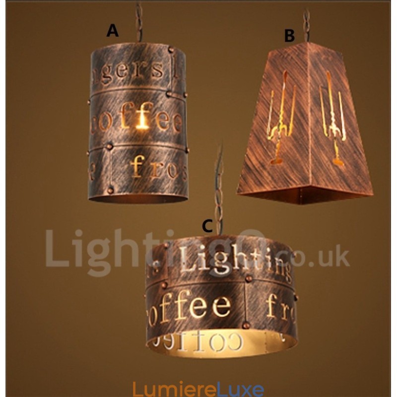 1 lampe suspendue rétro vintage style café