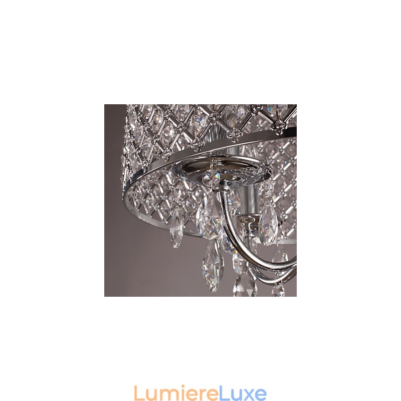 Lustre traditionnel classique en cristal et métal chromé