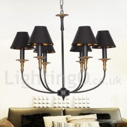 Lustre rustique rétro contemporain à 6 lumières de style bougie