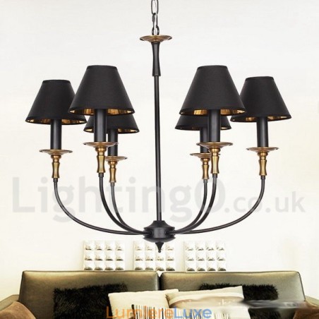 Lustre rustique rétro contemporain à 6 lumières de style bougie