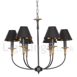 Lustre rustique rétro contemporain à 6 lumières de style bougie