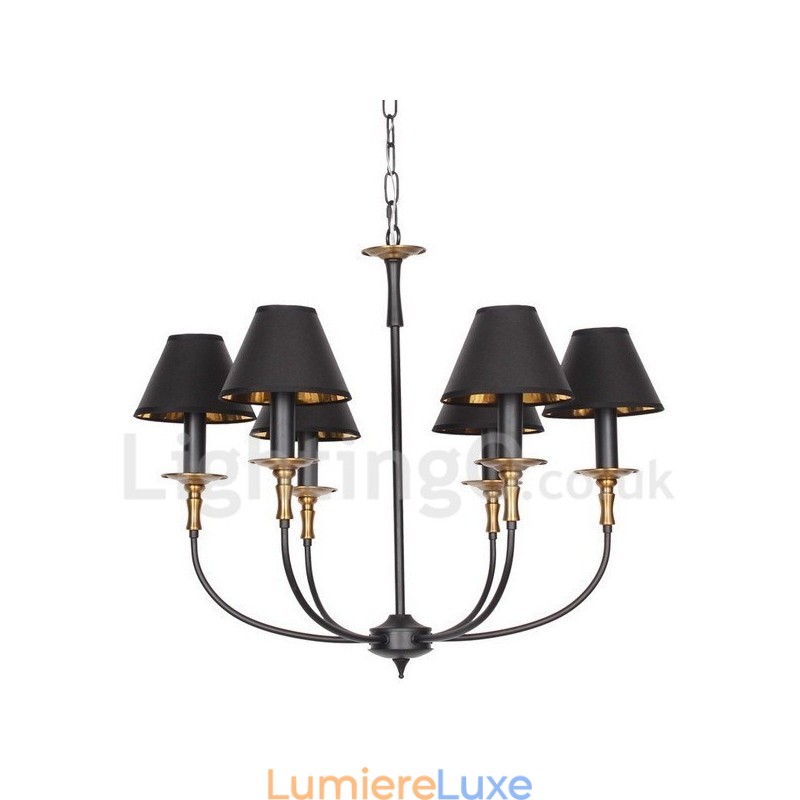Lustre rustique rétro contemporain à 6 lumières de style bougie