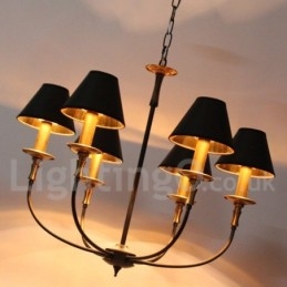 Lustre rustique rétro contemporain à 6 lumières de style bougie