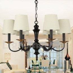 Lustre rustique rétro à 6 lumières de style bougie