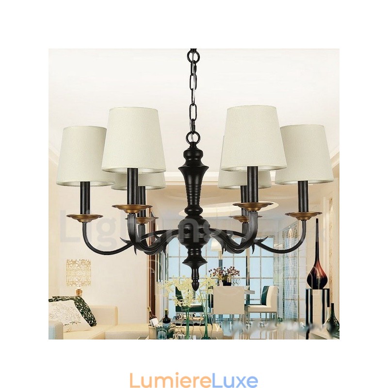 Lustre rustique rétro à 6 lumières de style bougie