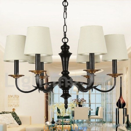 Lustre rustique rétro à 6 lumières de style bougie