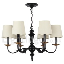 Lustre rustique rétro à 6 lumières de style bougie