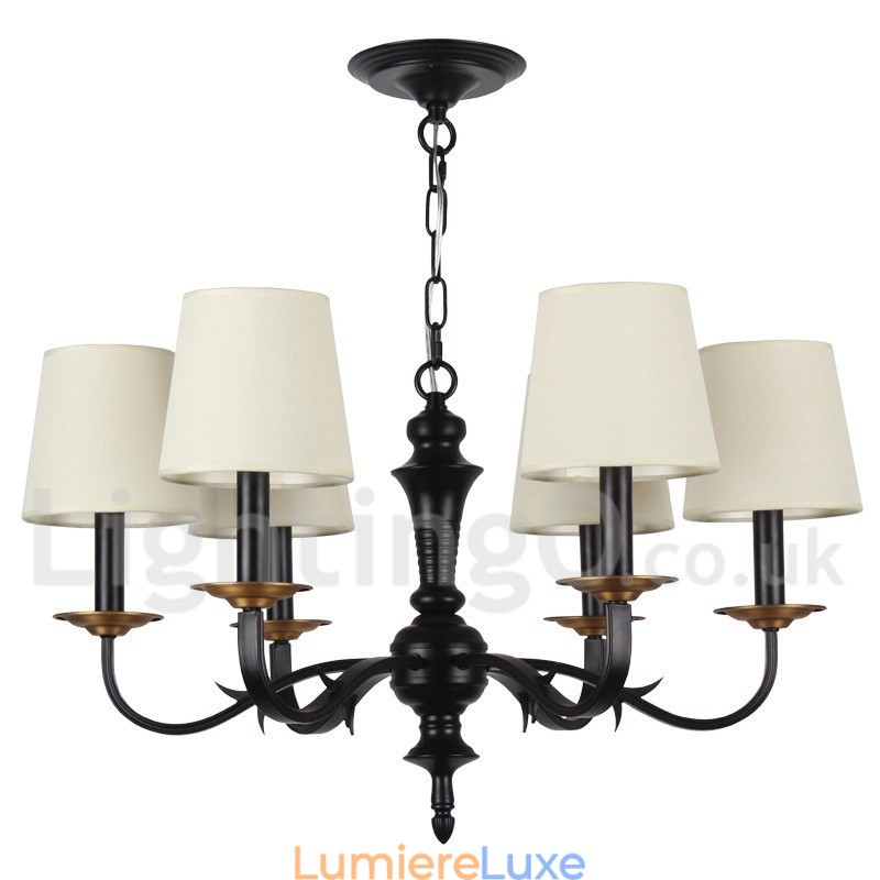 Lustre rustique rétro à 6 lumières de style bougie