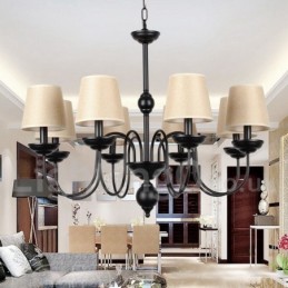 Lustre rustique rétro contemporain à 8 lumières de style bougie