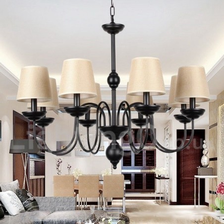 Lustre rustique rétro contemporain à 8 lumières de style bougie