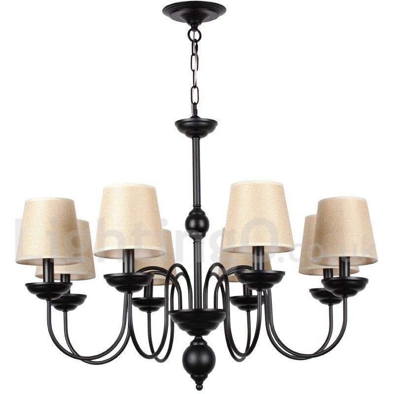 Lustre rustique rétro contemporain à 8 lumières de style bougie