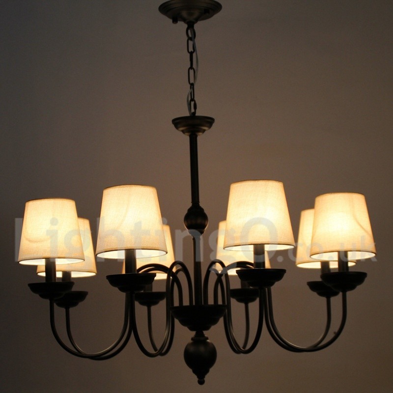 Lustre rustique rétro contemporain à 8 lumières de style bougie