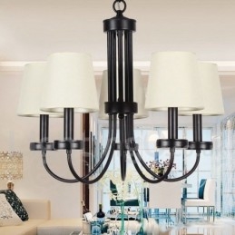 Lustre rétro contemporain noir à 5 lumières de style bougie