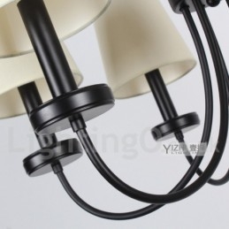 Lustre rétro contemporain noir à 5 lumières de style bougie
